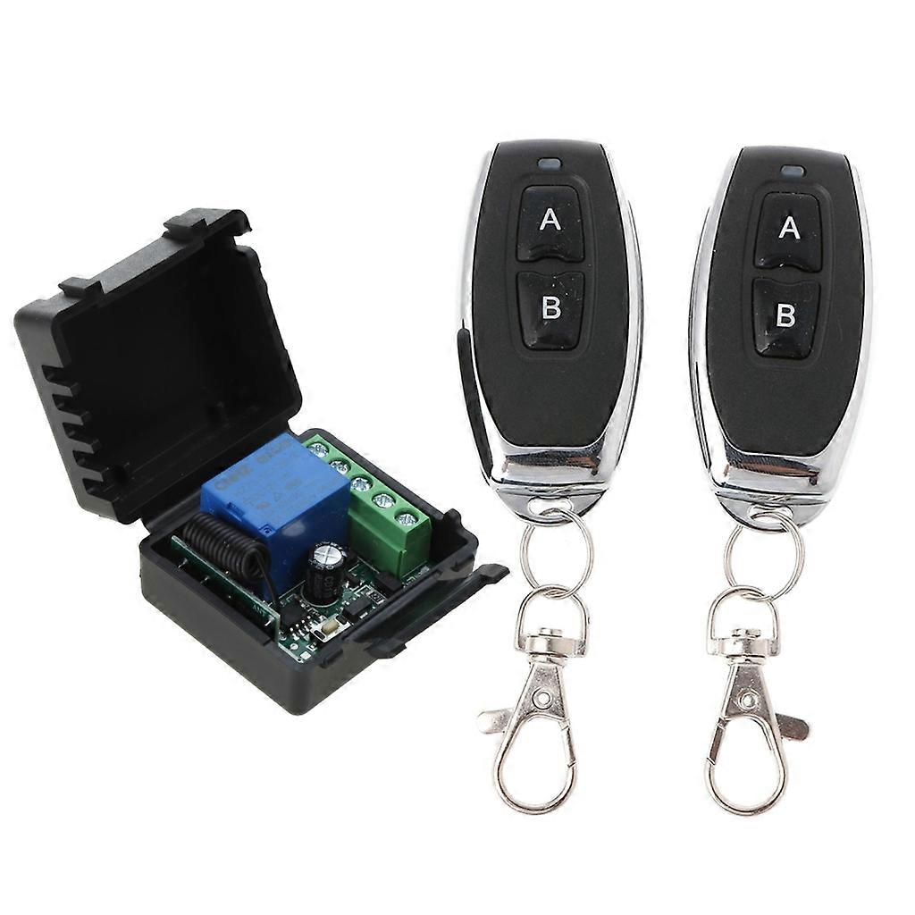 Wireless RF Remote Control Module 12V 1CH Channel Relay Switch with 2 Transmitter Learning Code for Garage Door Control
