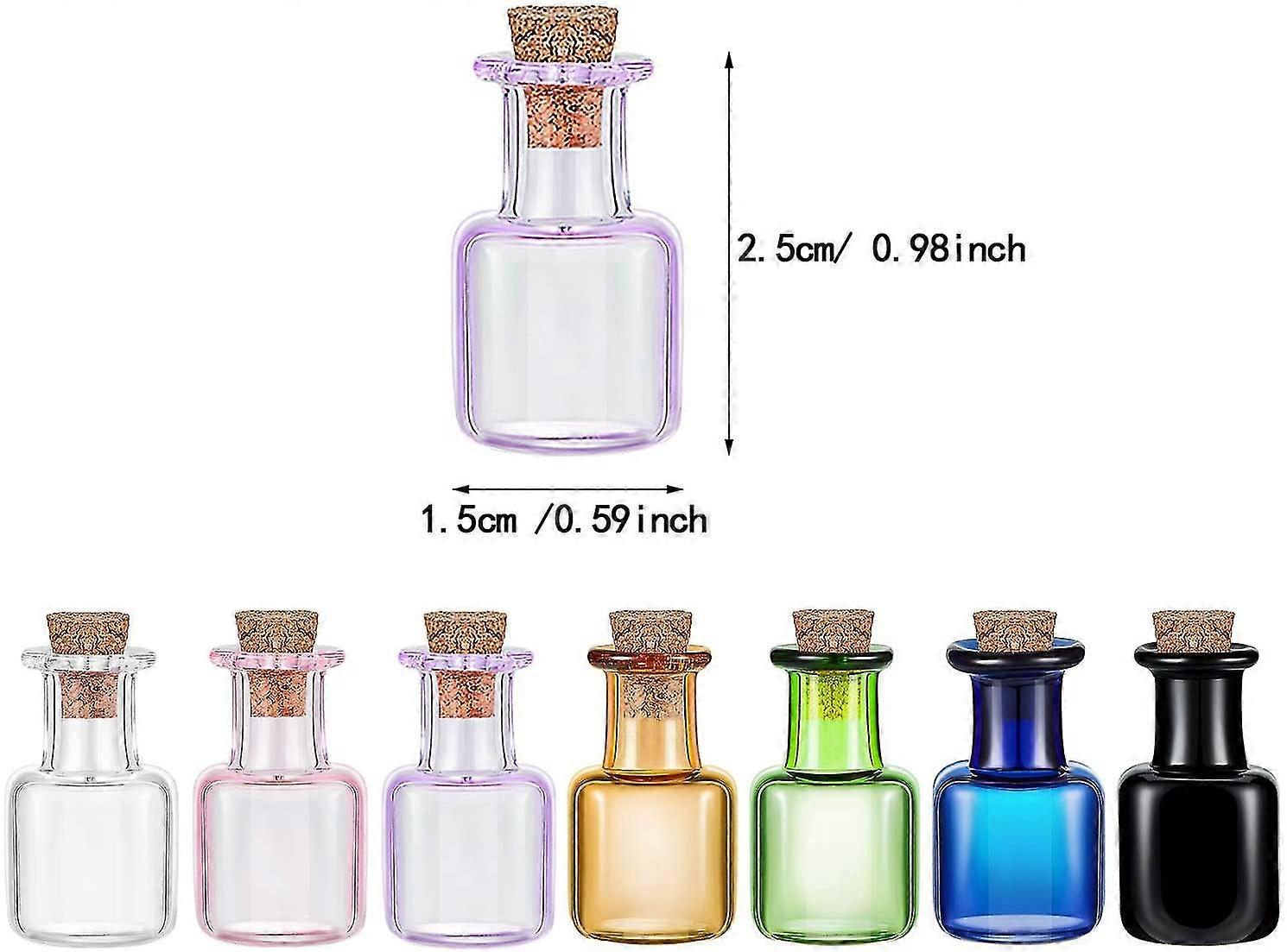 mini glass color bottles wishing bottle tiny jars vials rectangle cute bottles with cork for party wedding diy decoration (14)