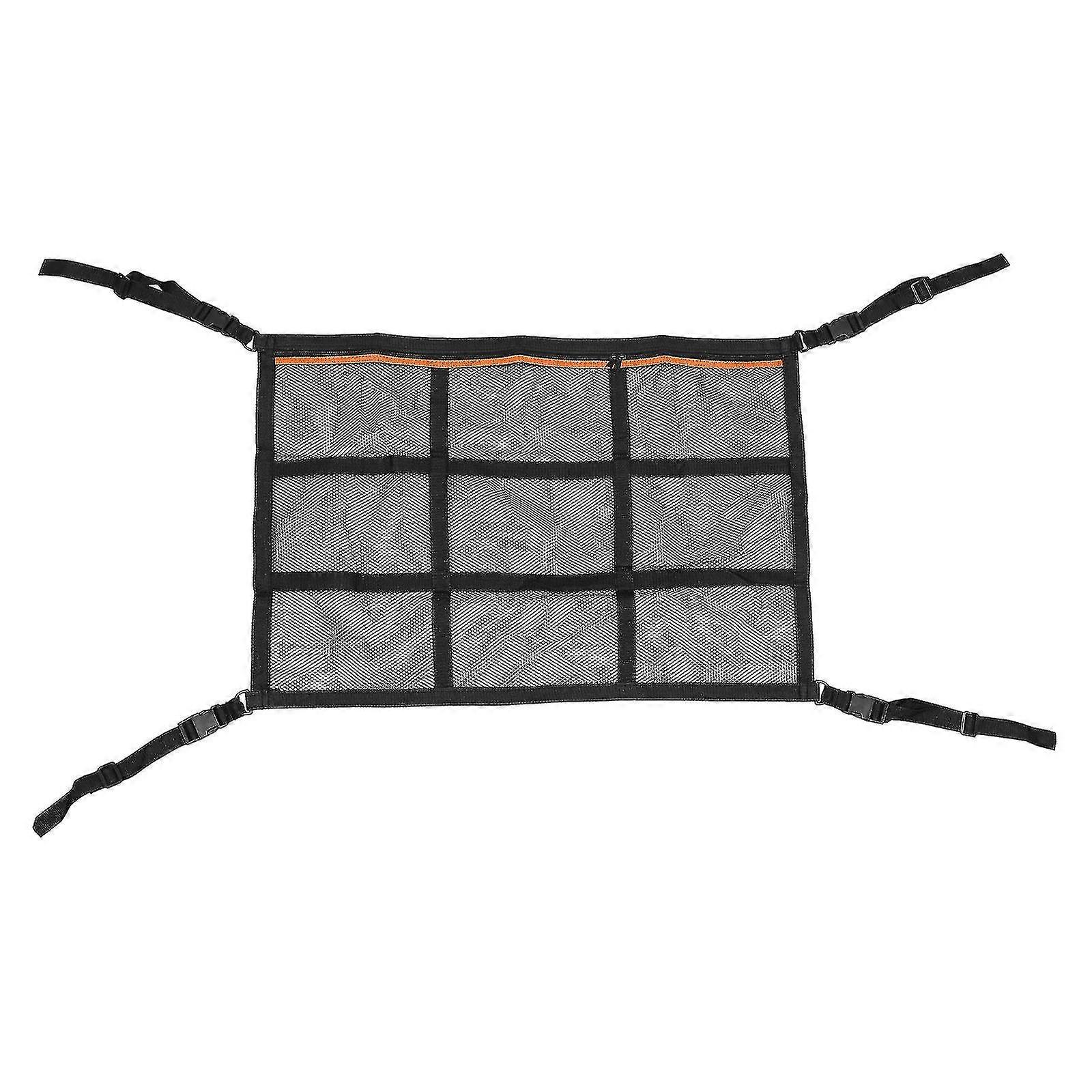 1pc Car Ceiling Storage Net Pocket Folding Car Zipper Practical Storage Mesh