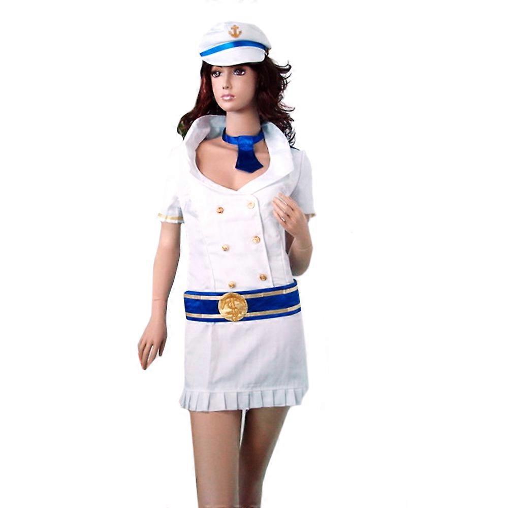4 pcs Blue Aviator Uniform Fashionable Innocent Airline Stewardess Uniform Sexy Uniform