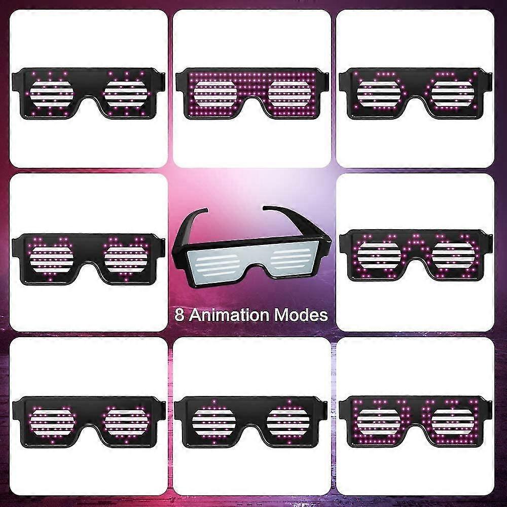 Led Glasses, Usb Charging Glasses Rechargeable, With Led Display, 8 Patterns Available, Nightclub, Christmas