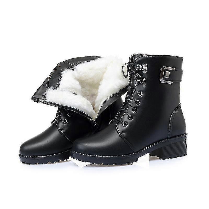 Com botas de tornozelo de inverno whit fur quente antiderrapante para as mulheres