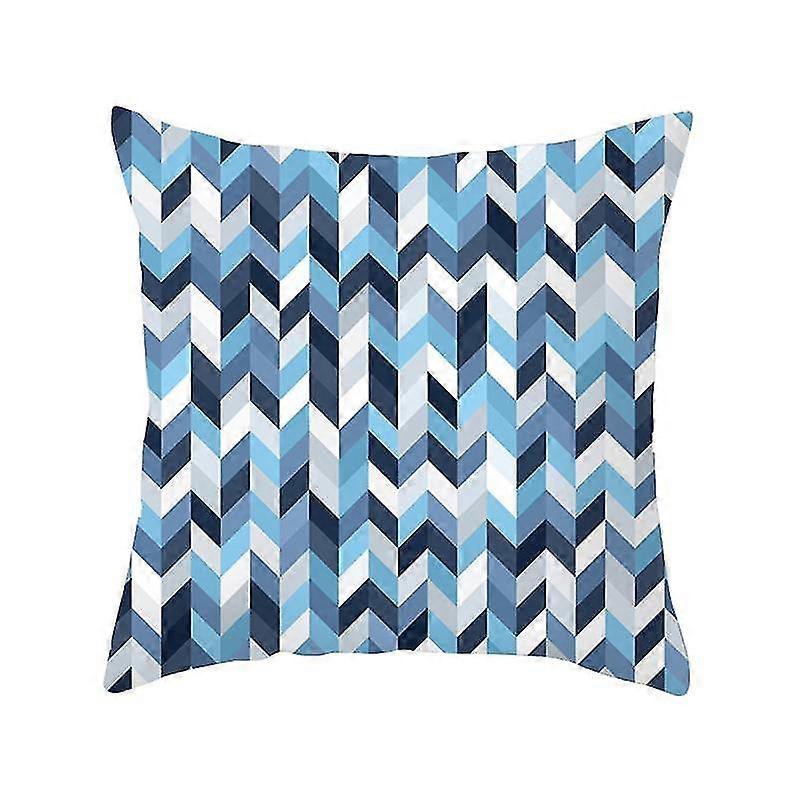 Pillow Cover Square Breathable Polyester Peach Skin Abstract Geometric Print Pillowcase for Sofa
