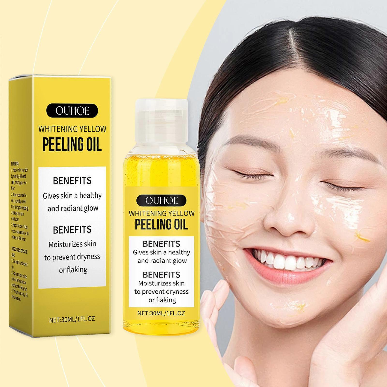 Huile exfoliante pour peau foncée, huile exfoliante jaune, solution exfoliante exfoliante extra forte pour le corps, éclaircir le teint