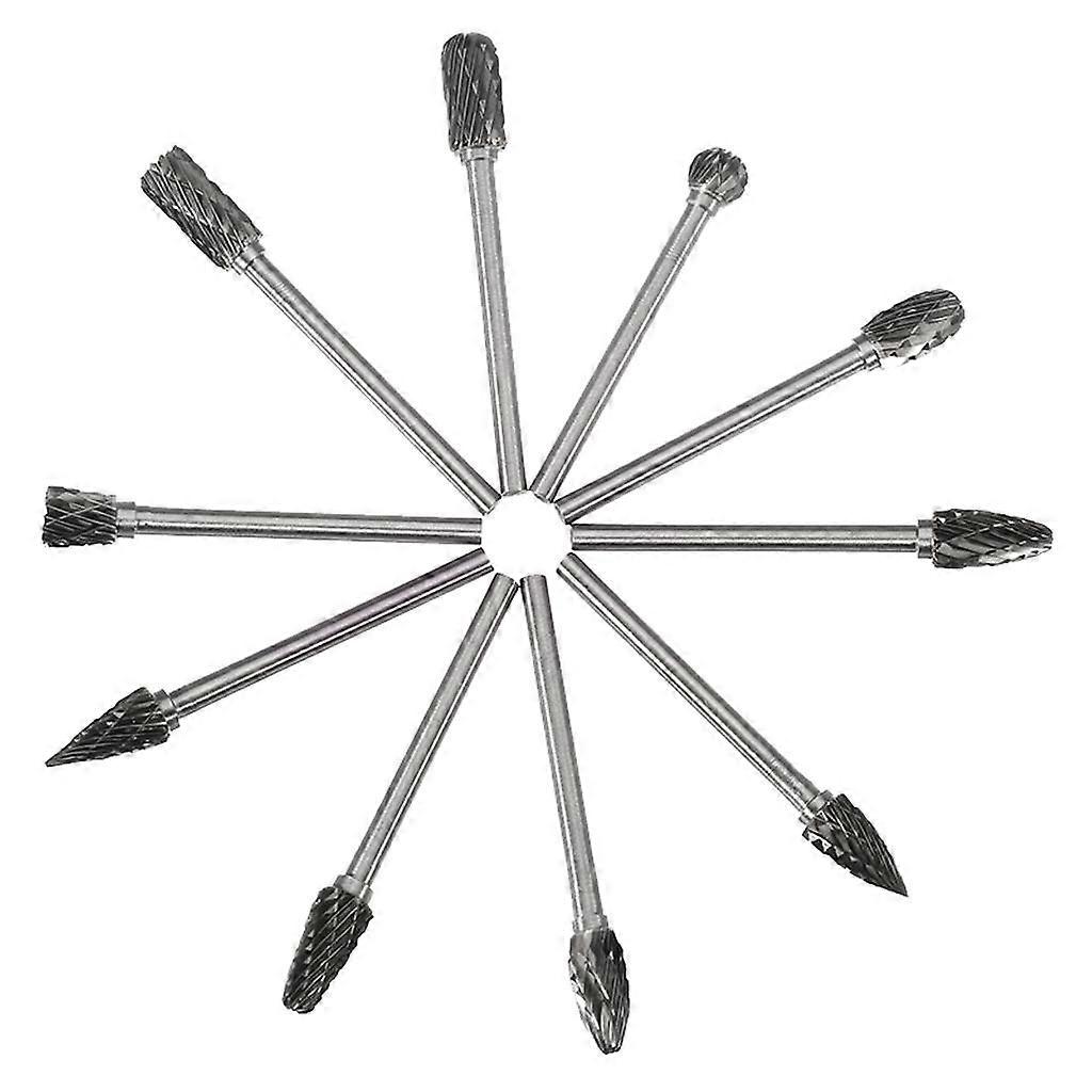 10pcs Profesional 1/8 "Shank Tungsten Carbide Rotary Burrs Drill Bit Tools