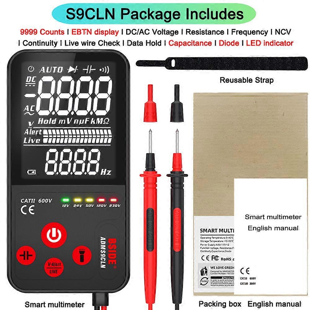 BSIDE Mini Digital Multimeter 9999 EBTN Display multimetro DC AC Voltmeter Capacitance Diode NCV Ohm Live Continuity Hz Tester