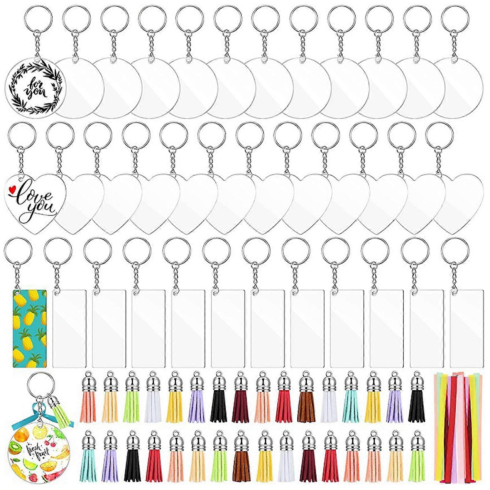 144Pcs DIY Keychain Charms Kit Acrylic Keychains for Key Ring Charm Tote Pendant