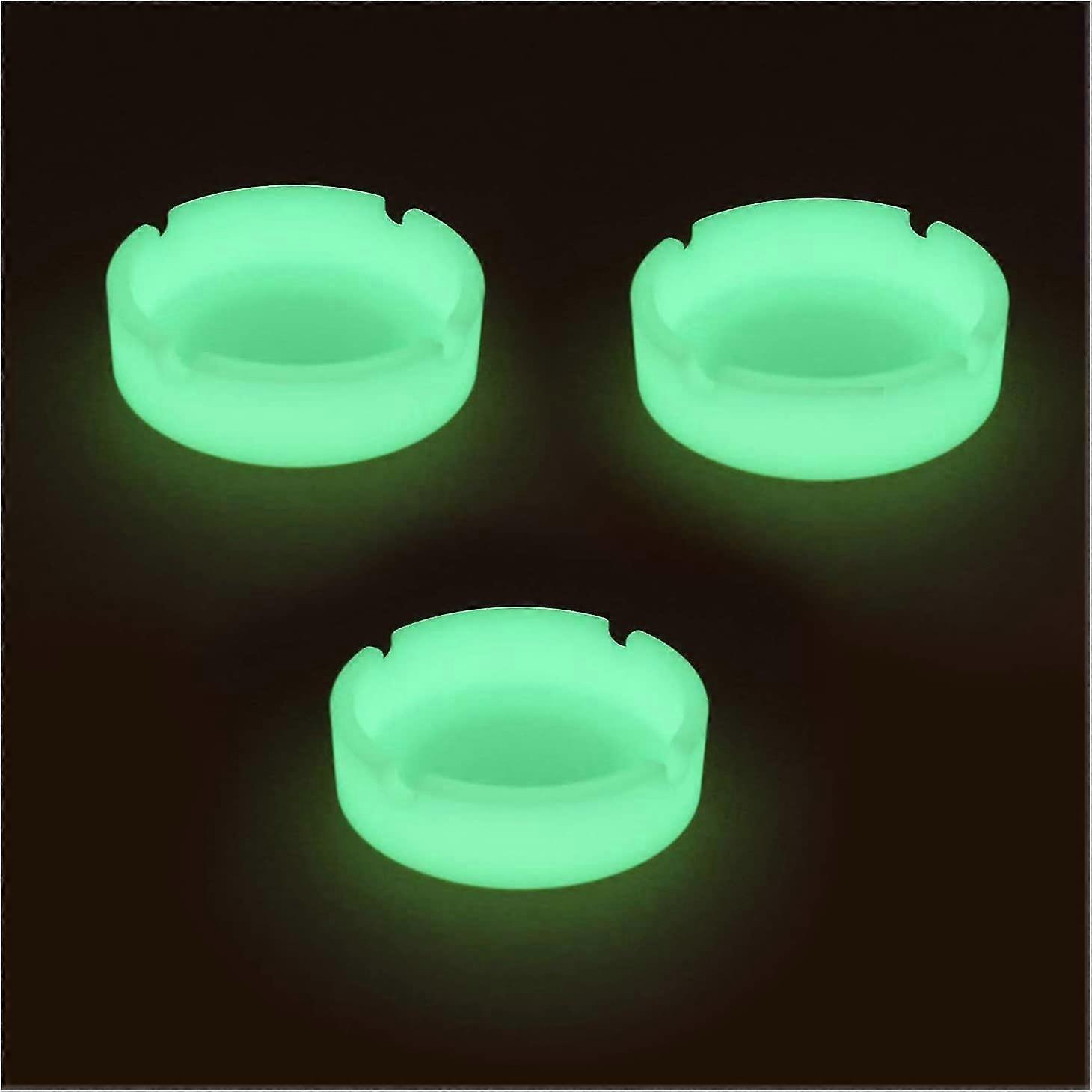 Cool Ashtray Luminous Silicone Ashtray Ashtrays For Outside Premium Silicone Rubber High Temperature Heat Resistant Round Design Glow In Dark(3 Pieces