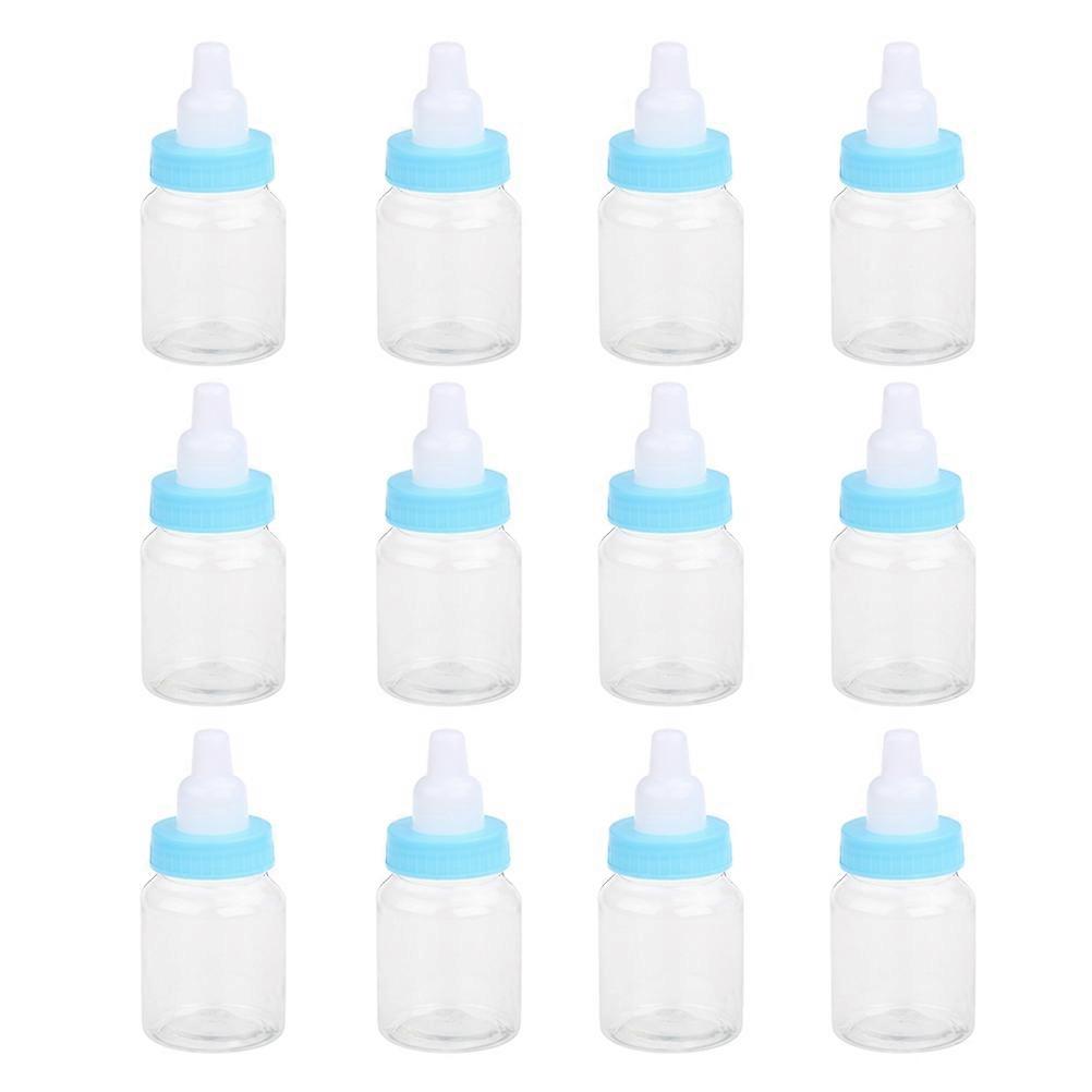 24pcs Creative Cartoon Mini Feeding Bottle Shape Decorative Candy Bottle Transparent Nursing Bottle for Baby Shower Party Favors (Blue)