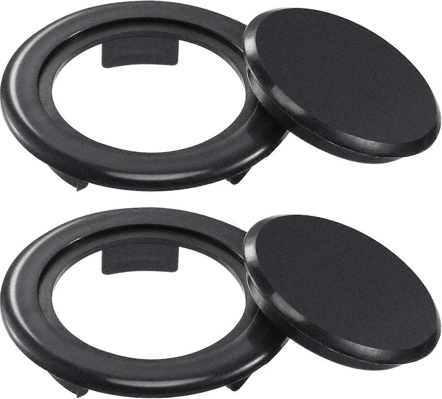 2 Sets 2 Inch Patio Table Umbrella Hole Ring and Cap Set, Standard Size Umbrella Thicker Hole Ring Plug and Cap (Black)