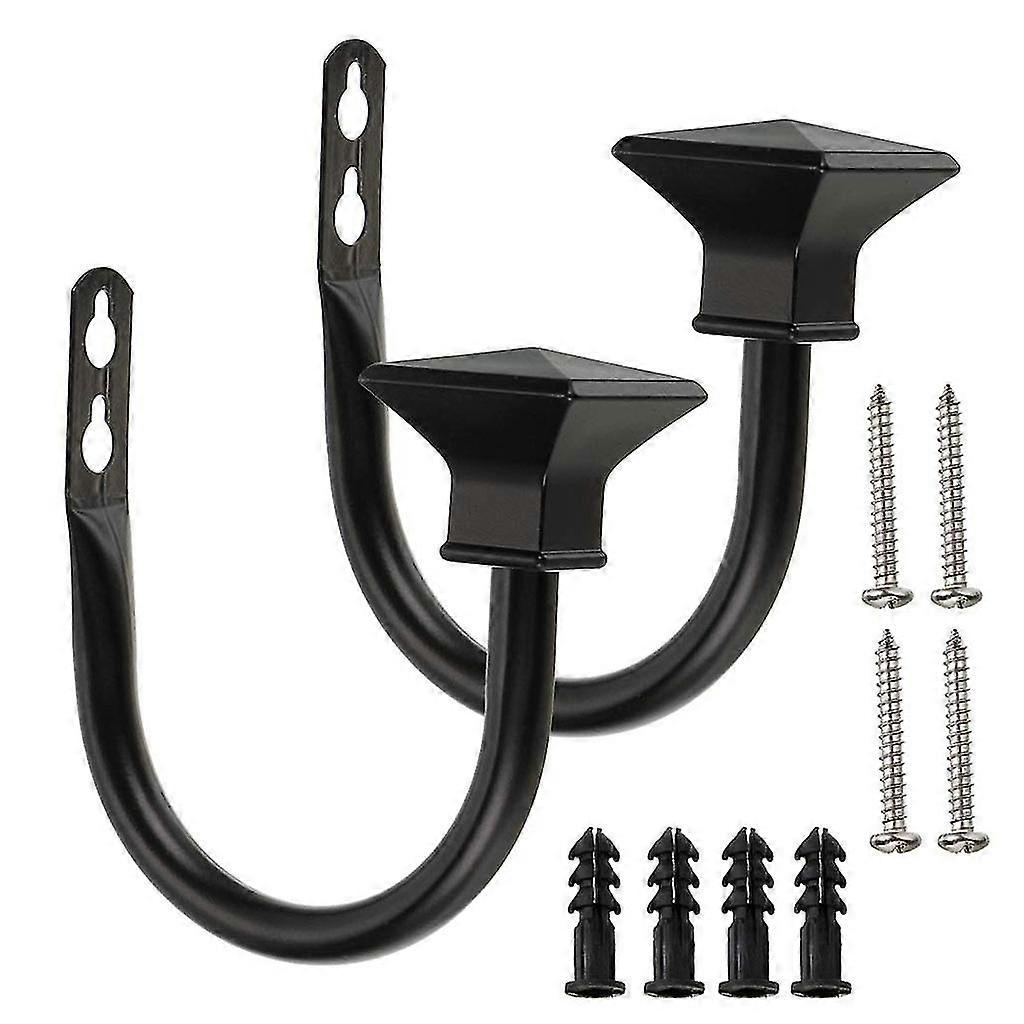 Set Of 2 Square Metal Decorative Curtain Hold Backs, Wall Mounted Window Drapery Tiebacks For Bedro