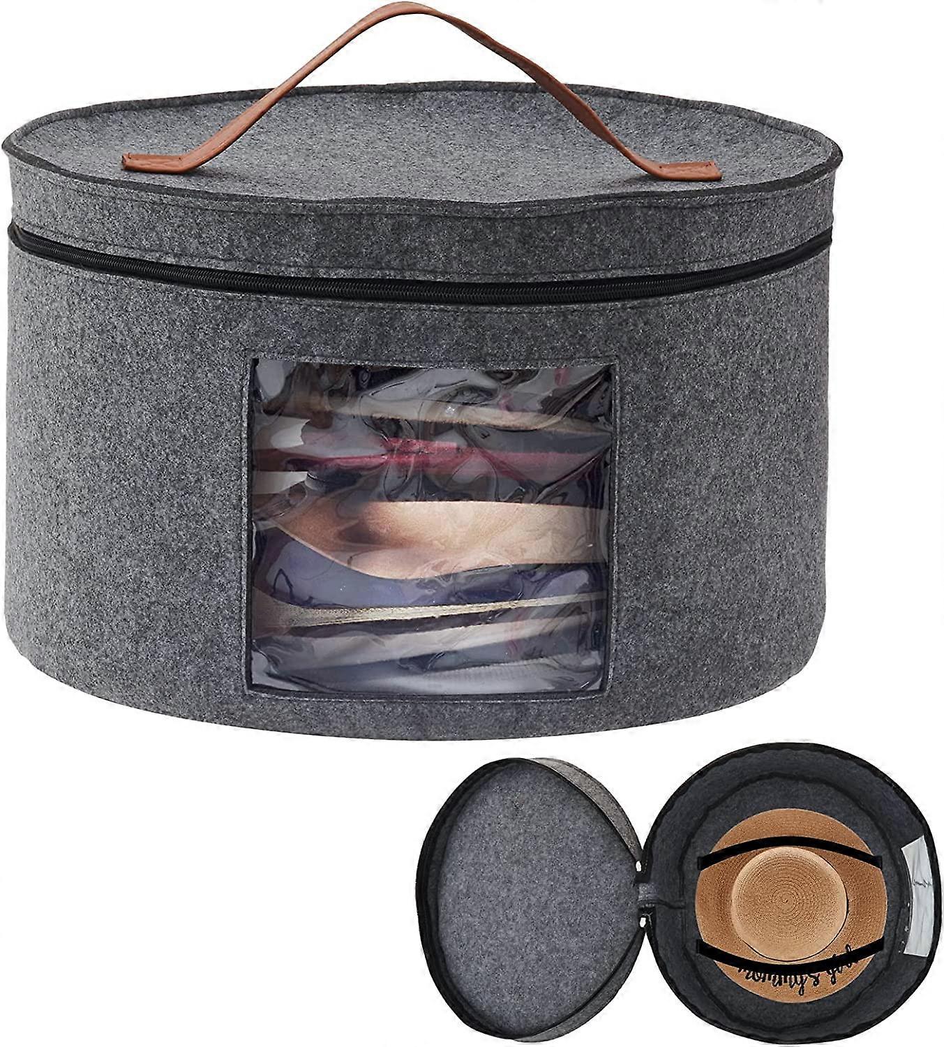 صندوق تخزين القبعة مع غطاء ، 17 بوصة قطر علب قبعة منبثقة للنساء والرجال التخزين