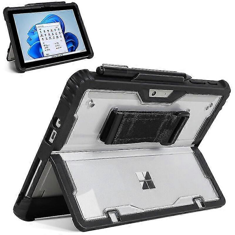 Rugged Case For Surface Pro 8 13" With Kickstand And Heavy Duty Wrist Strap Compatible With Type Cover Keyboard - Black