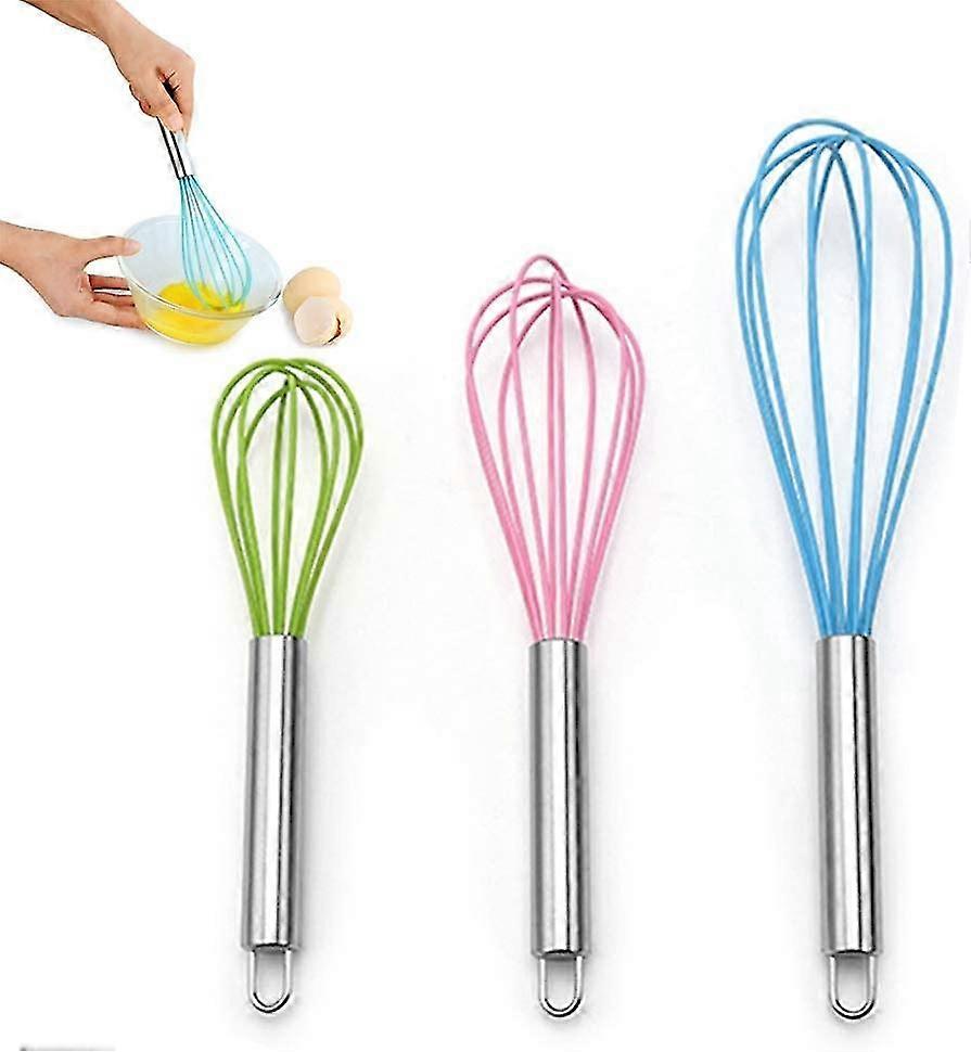 3pcs/set Stir Cooking Hand Whisk Silicone Egg Beater Kitchen Tools