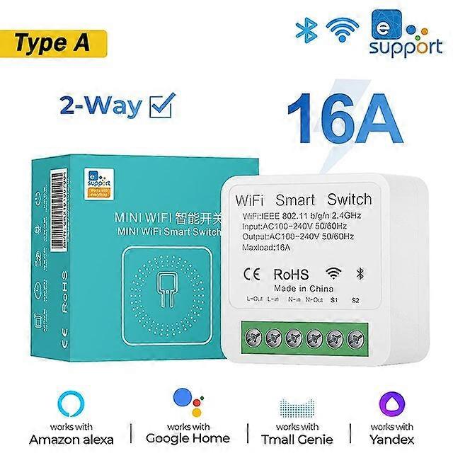Aubess 16A eWeLink Smart Switch Smart Home Relay Module Support 2-way Control Mini WiFi Light Switch Work Via Alexa Google Home