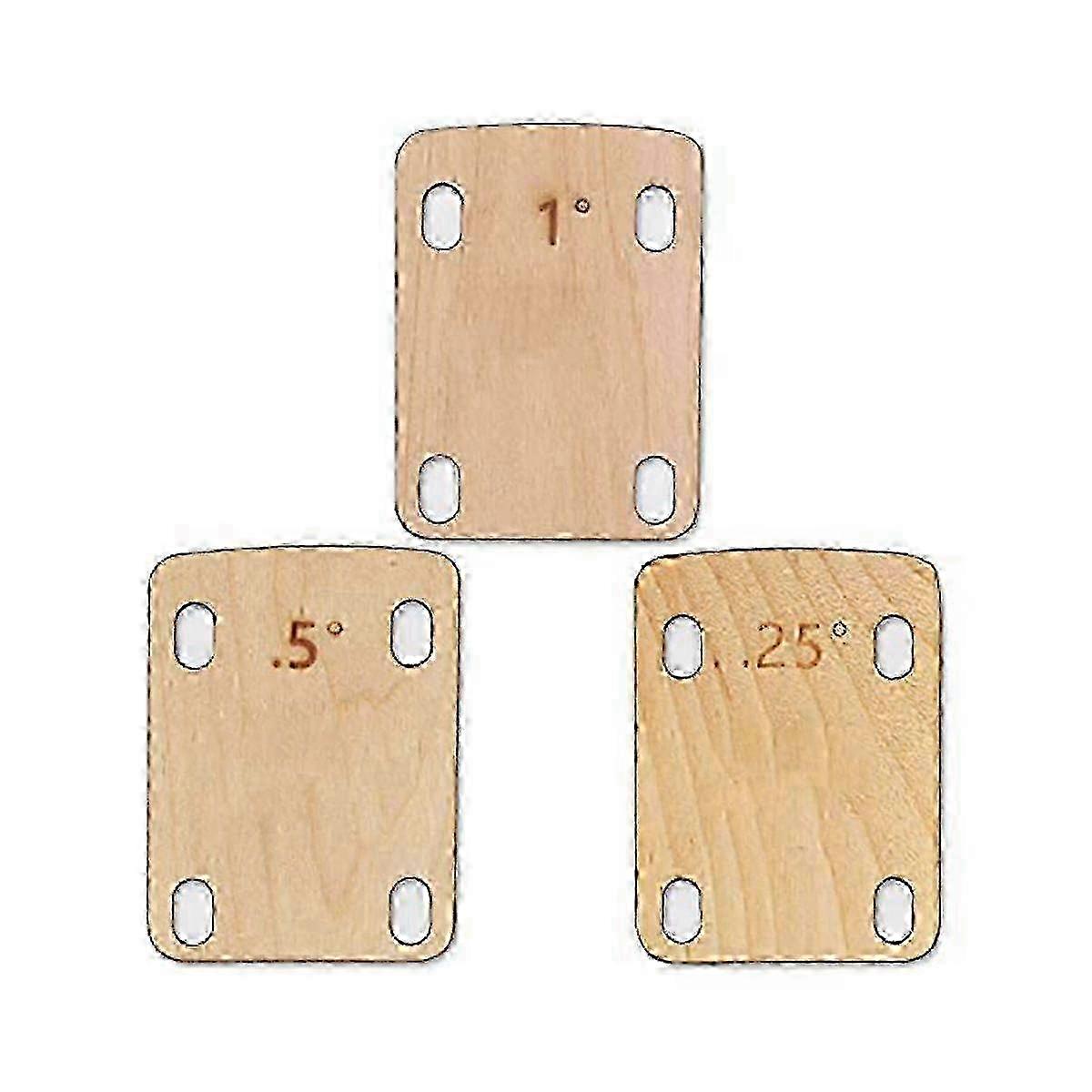 3st gitarrhals Shims, solid lönnträ gitarrhals shimsskydd 0,25, 0,5 och 1 grad gitarr