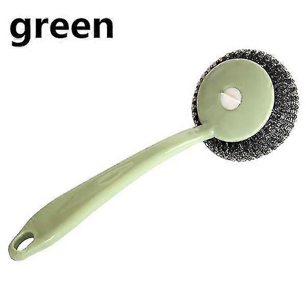 Stainless Steel Wool Ball Brush With Long Plastic Handle Kitchen   Tools