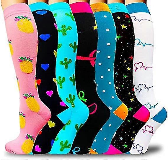 Copper Unisex Compression Socks Circulation(7 Pairs) - Best For Running. Nursing. Hiking