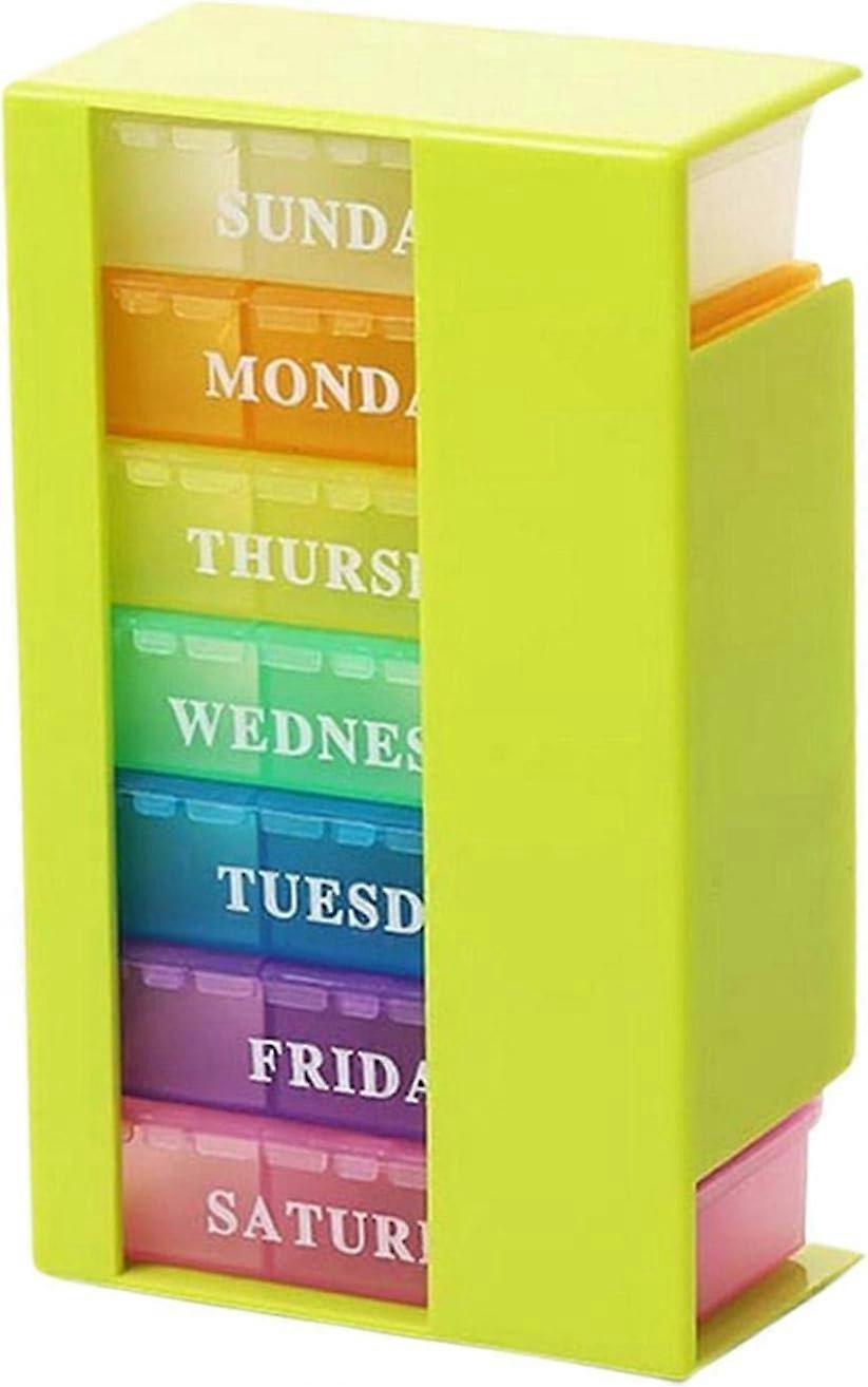 Pill Box 7 Day | 3 Times a Day Daily Pill Box Organizer,Rainbow Detachable Clear Medicine Organizer Box for Travel Medication Pocket