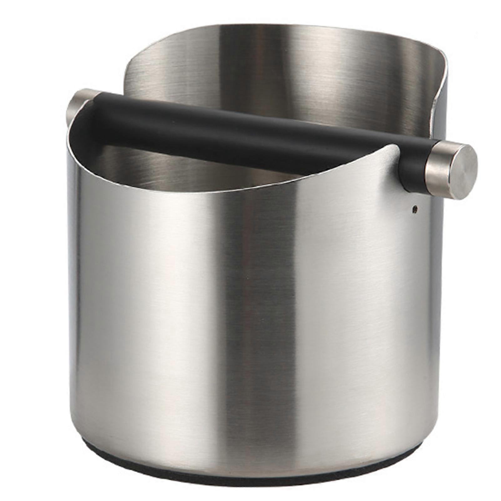 Coffee Knock Box Easy to Use Convenient Cleaning Removable Crossbar with Anti-slip Pad Anti-Splash Storage Bevel Design Stainless Steel Espresso Knock