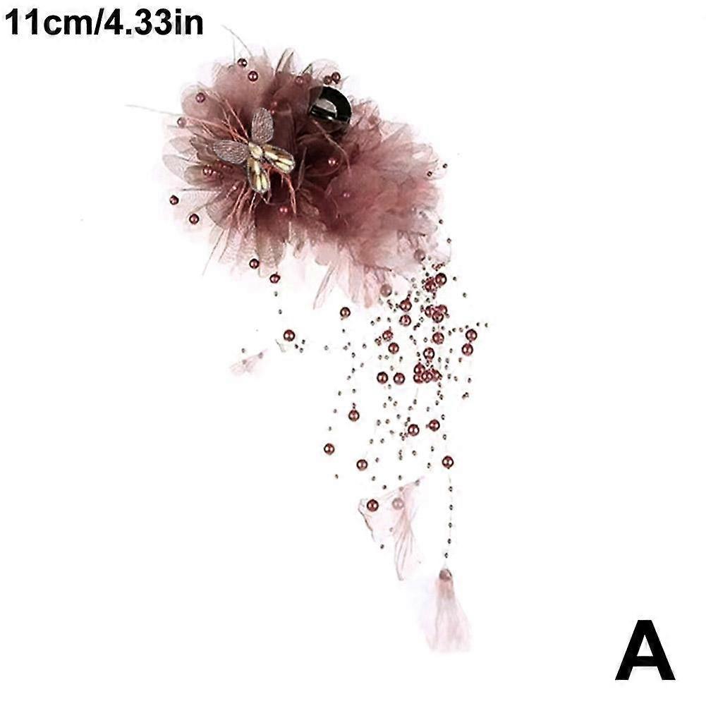 2024 Nouveau Peony Feather Tassel Hair Clip Shark Clip Création De Coiffure Élégante
