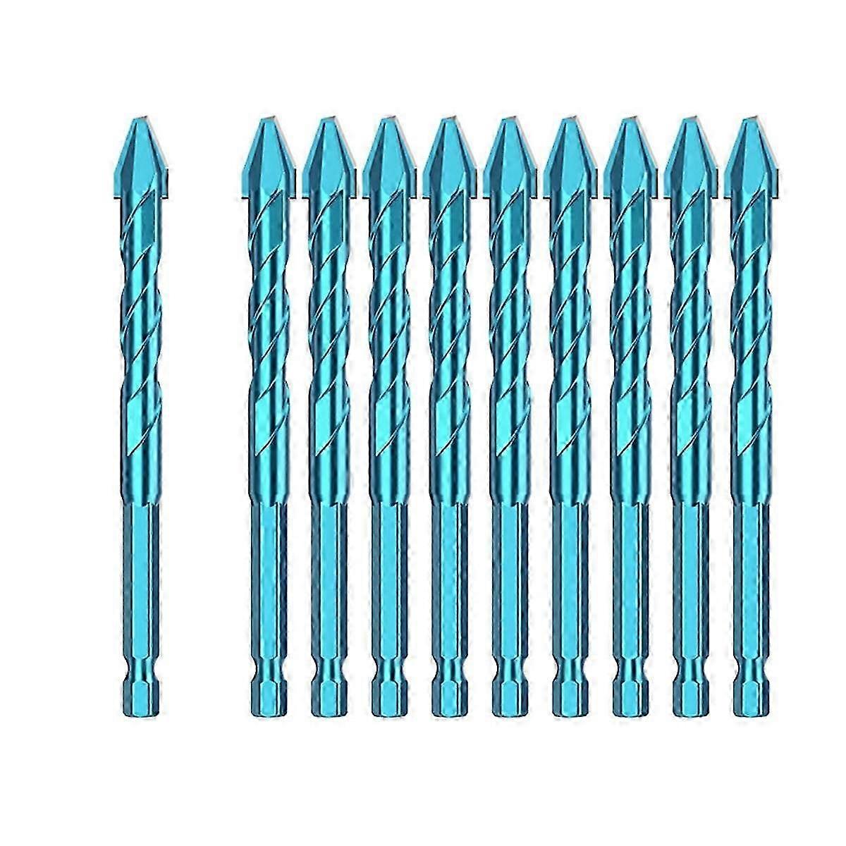 10pcs Tile Bit Blue Spade Drill Bit Set High Hardness Eccentric Drill Cordless Drill Power Tools Acc