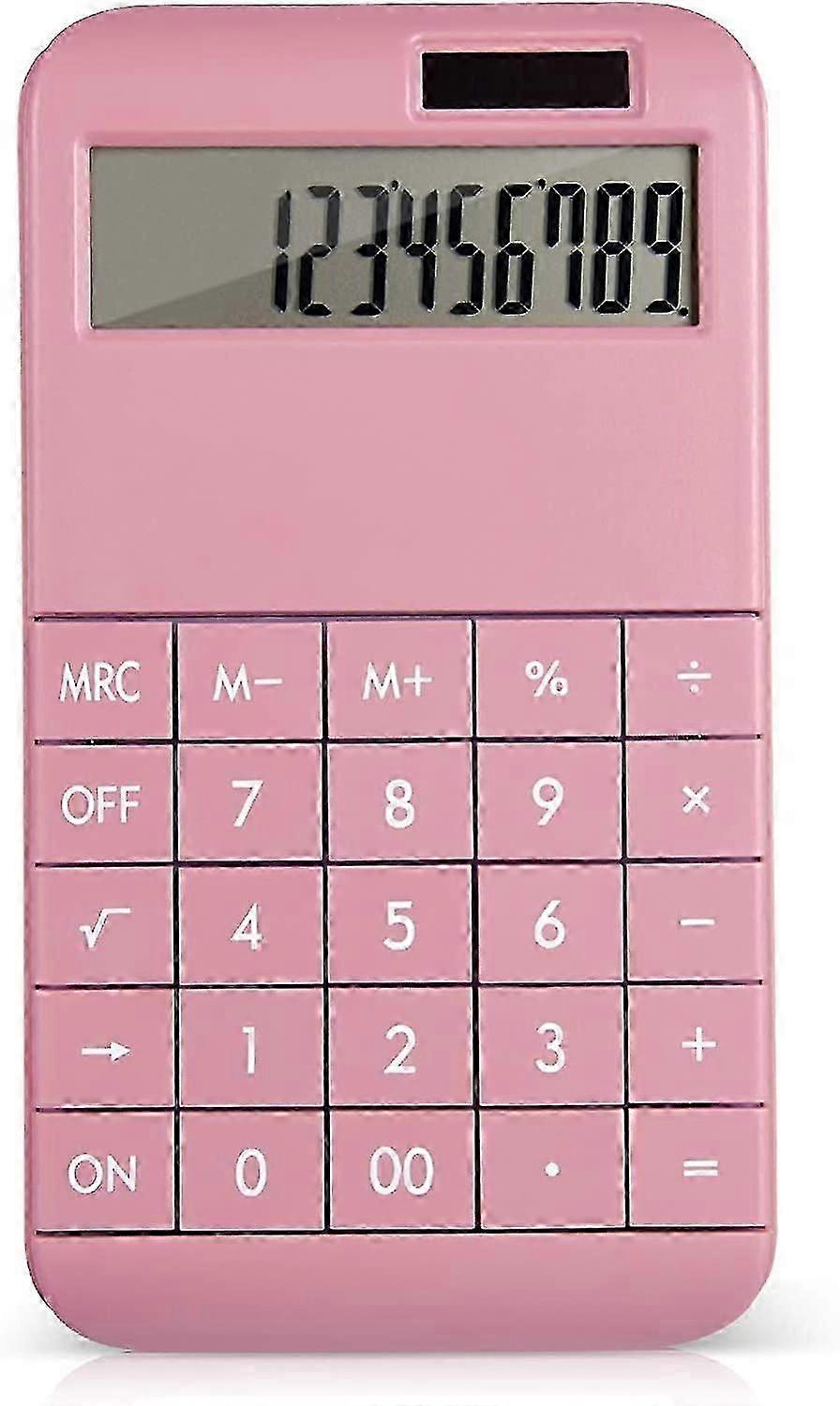 Basic Standard Calculator 12 Digit Desktop Calculator With Large Lcd Display For Office, School, Home & Business Use, Modern Design - Pink