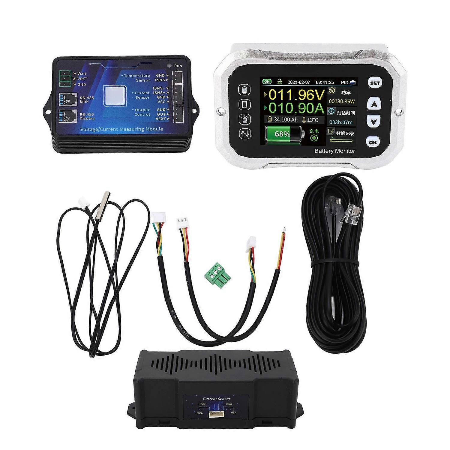 Smart Battery Monitor with Shunt RV Voltmeter Tester High Low Voltage Programmable Alarm 400A 0V‑120