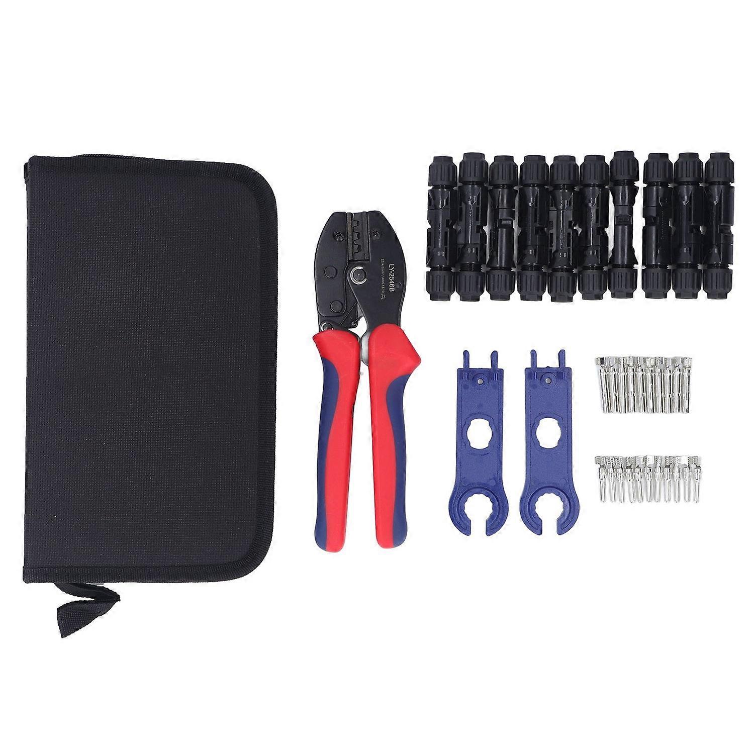 Solar Crimper Tool Kit Crimping Pliers 10 Pairs Connector and Adjustable Wrench for 2.5mm² 4mm² 6mm²