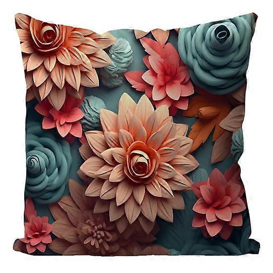 Colorful Floral Print Machine Throw Pillowcase Case Pillow Cover Replaceable Washable Fabric Pillow Printing Cushion Cover
