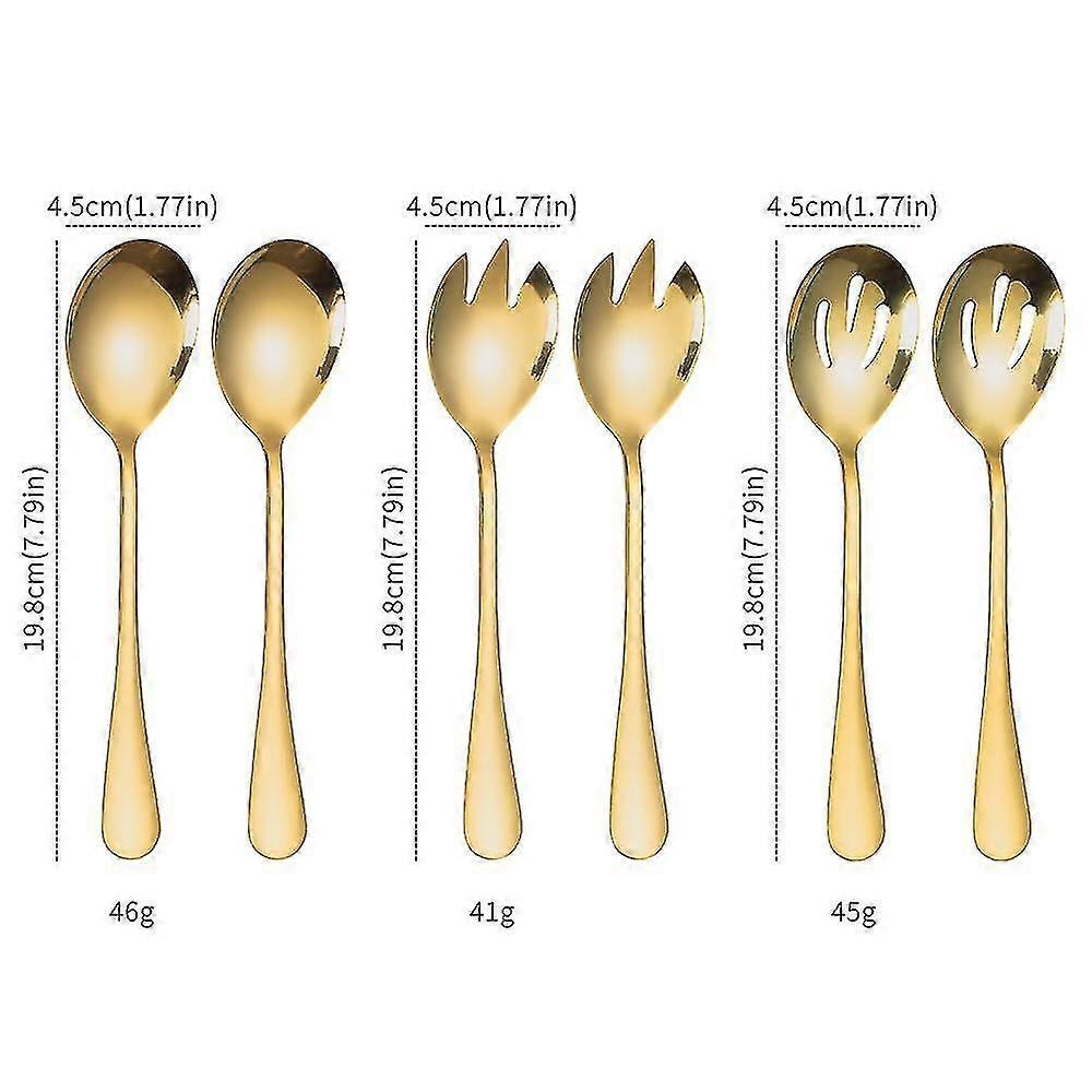 6p Iece Salad Server Stainless Steel Salad Spoon And Fork Set