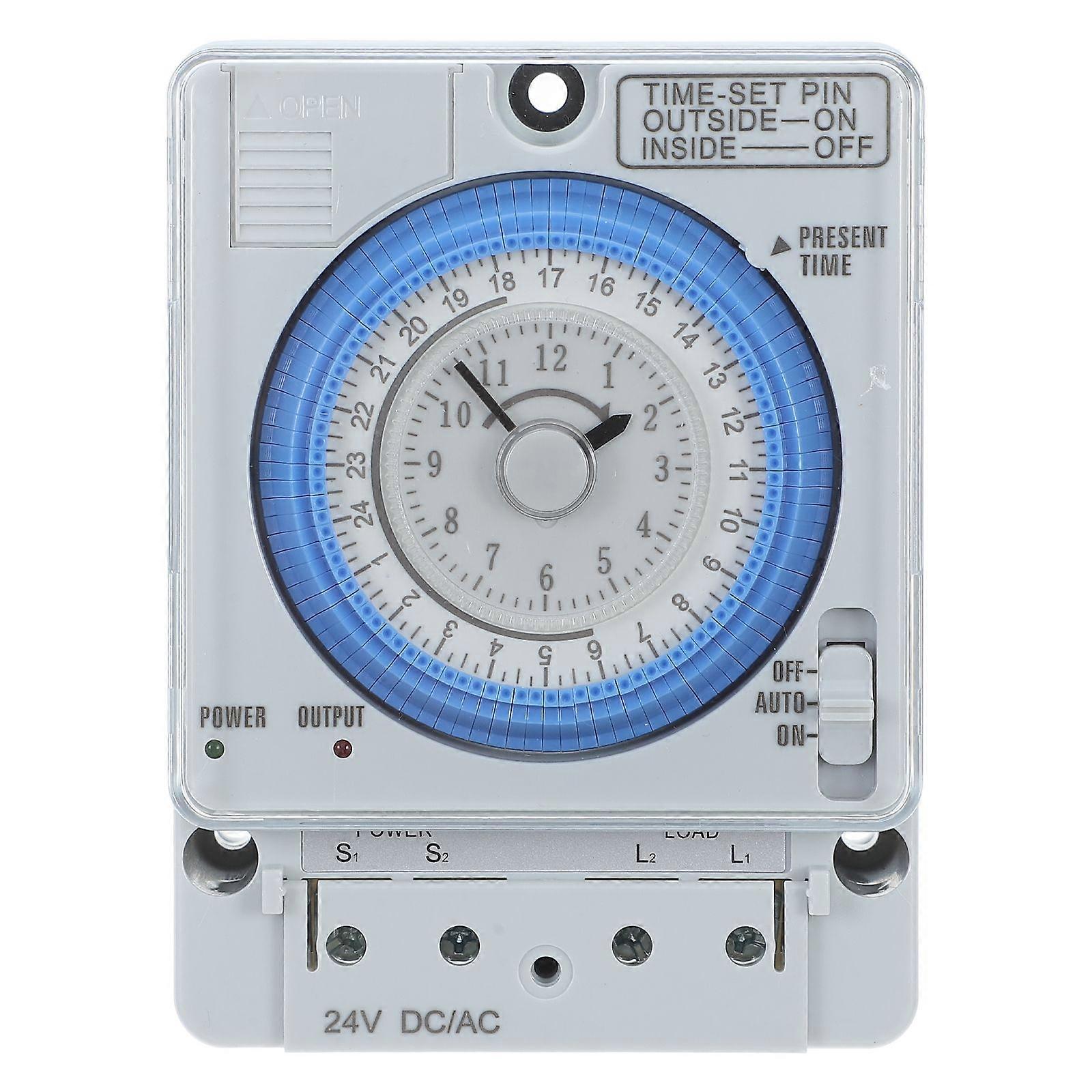 Precise Timer Mechanical Time Control Switch Portable Timer Durable Time Switch Timing Mechan for Home Kitchen (White 24VAC/DC)