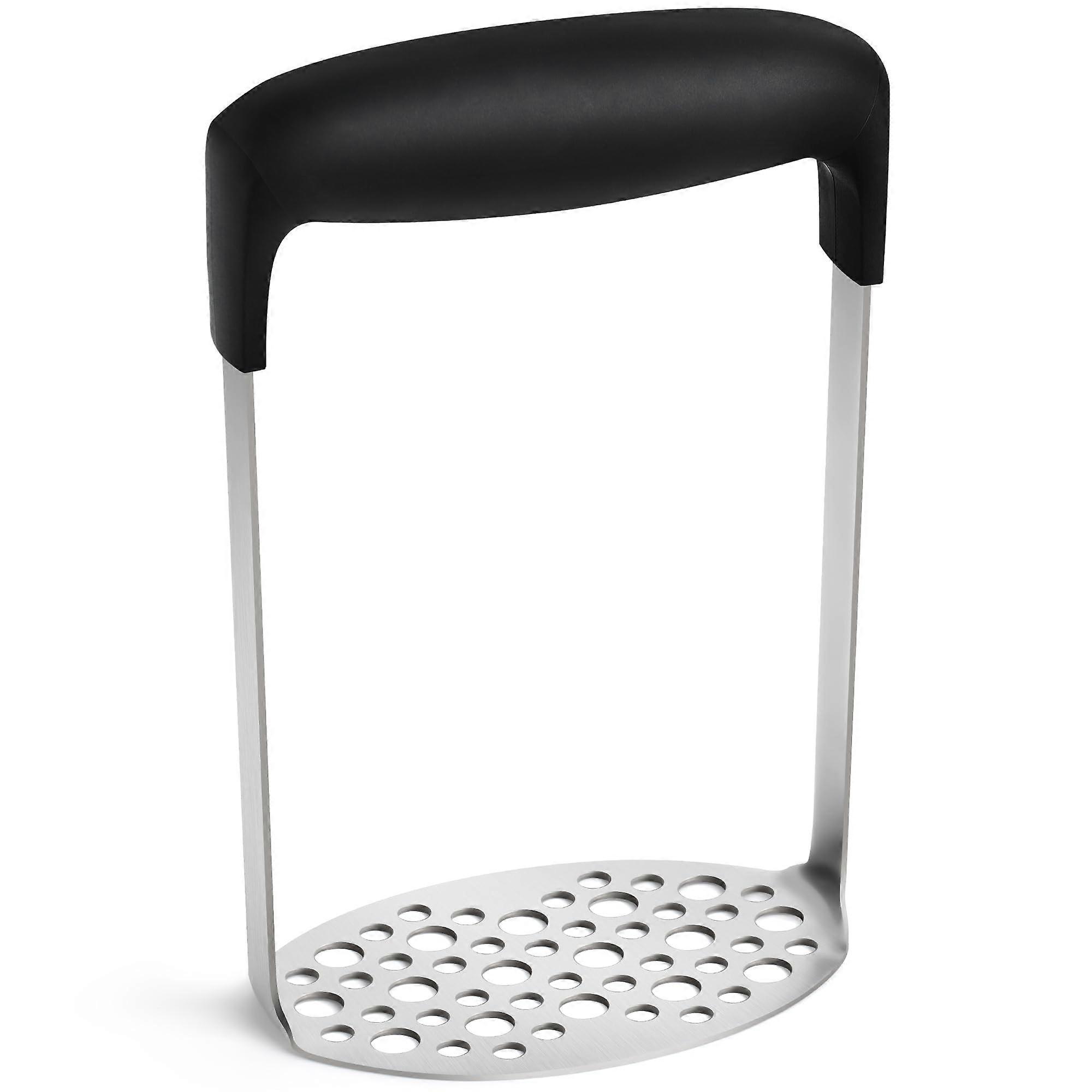 Stainless Steel Potato Masher with Non-Slip Handle, Easy to Clean Kitchen Tool, Black Color, Durable Design