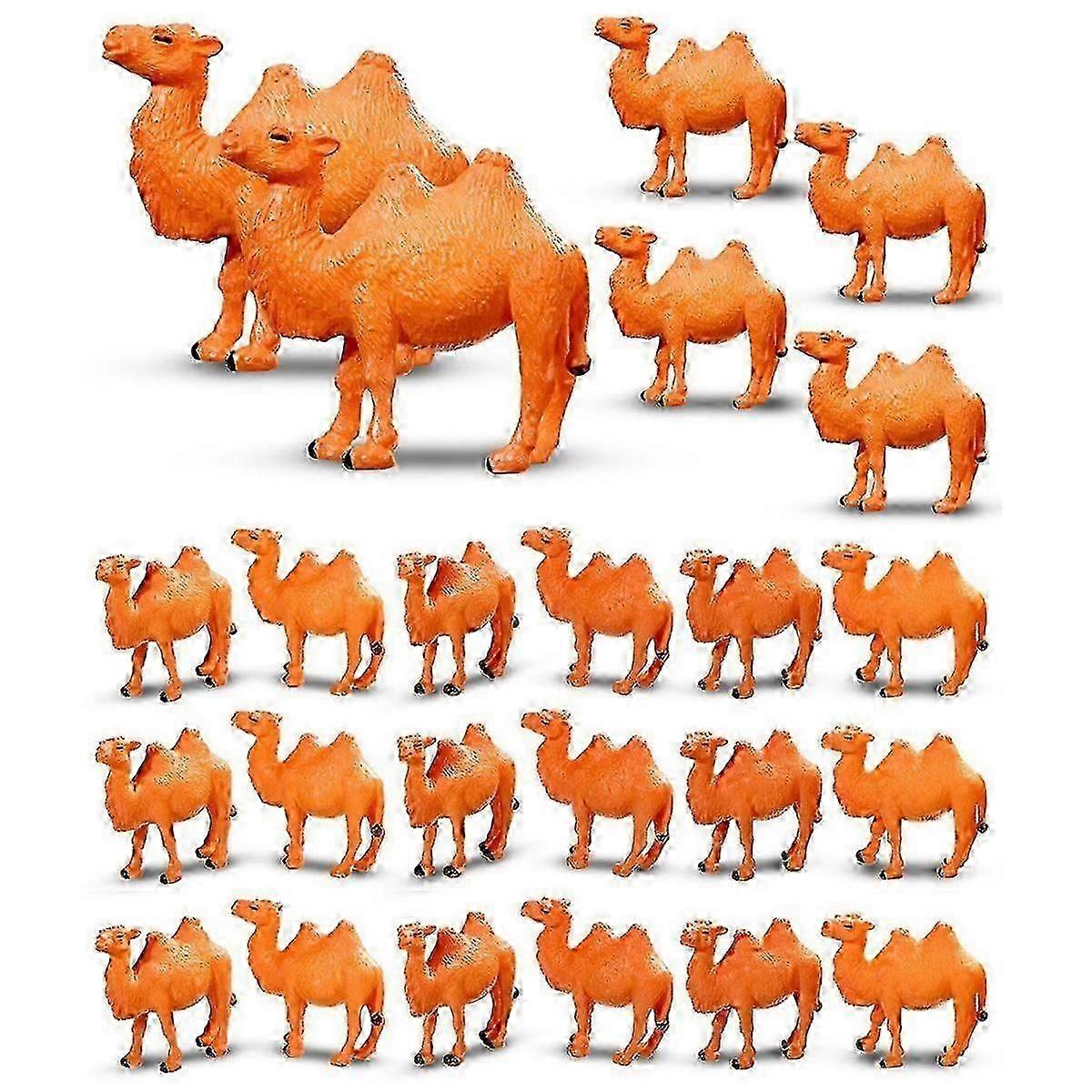 24Pcs Camel Figurines Miniature Toys Camel Models Animal Figurines for Cake Toppers Home Desktop Orn