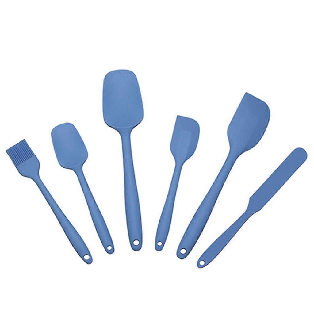 6 Piece Silicone Spatula Set Kitchen Utensils Heat Resistant Non Stick Comfortable Grip Scraper for Cooking Baking and f 浅蓝色