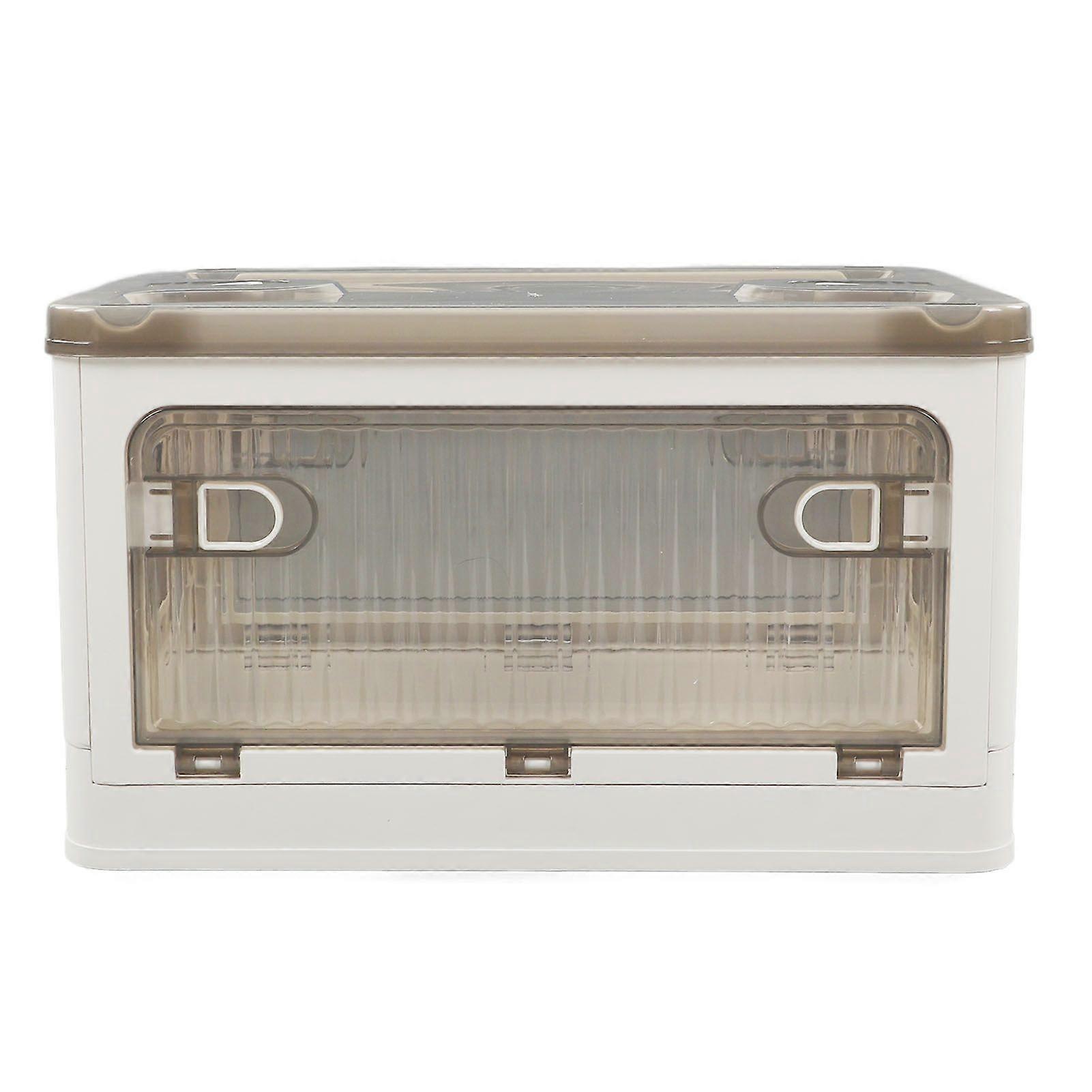 Folding Storage Box with Removable Wheels Small Stackable Storage Bins for Living Room Bedroom White