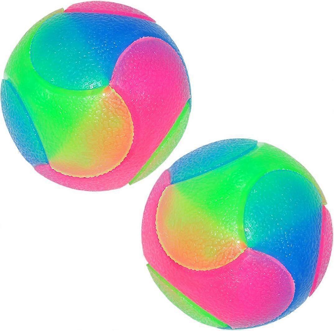 2 pcs smooth balls Light Up Dog Balls Flashing Elastic Ball Glow in The Dark Interactive Pet Toys for Puppy, Cats, Dogs