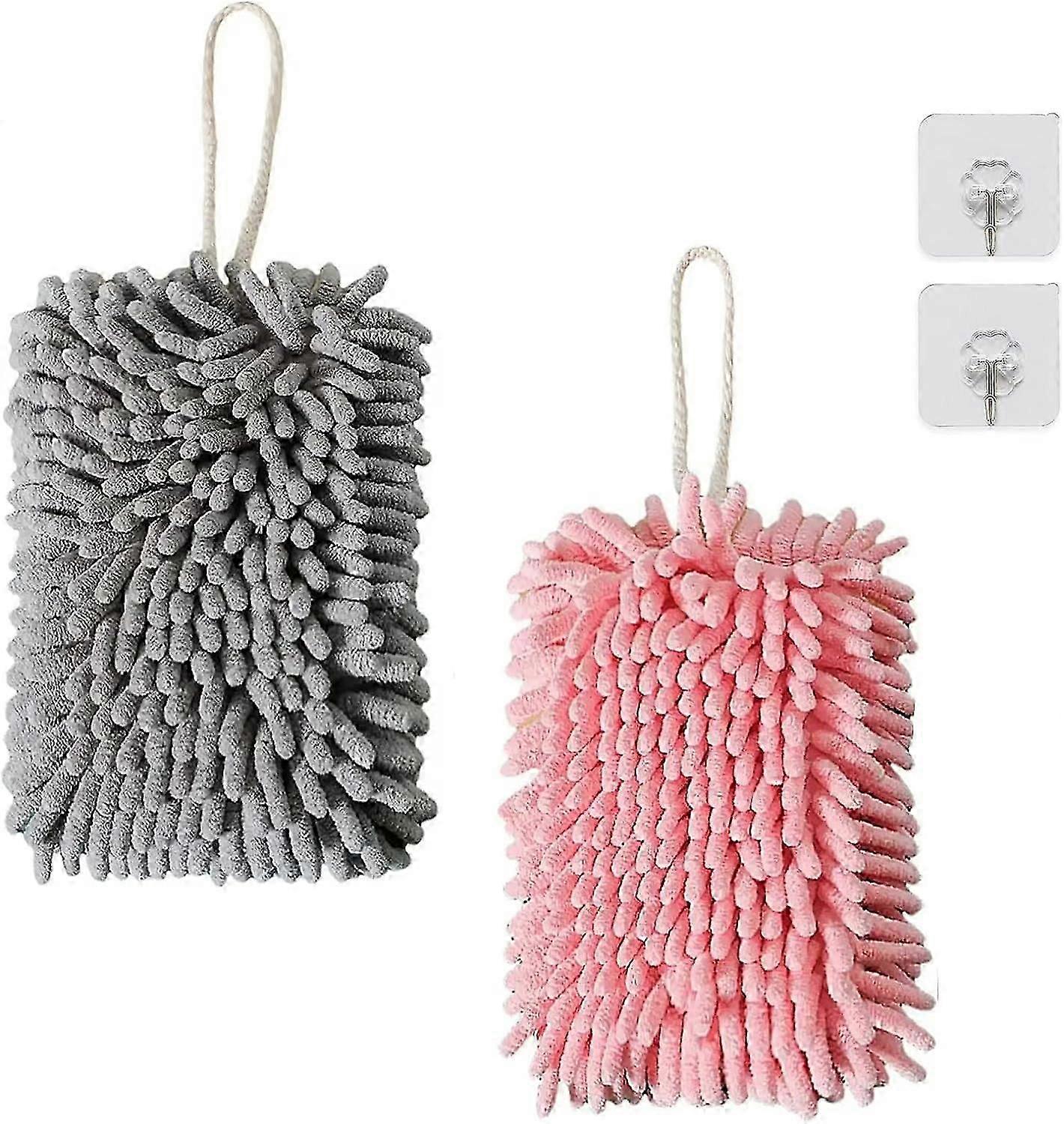 Hanging Hand Towels - Soft and Fluffy Microfiber Towels - Super Absorbent with Hanging Loop for Kitchen and Bathroom
