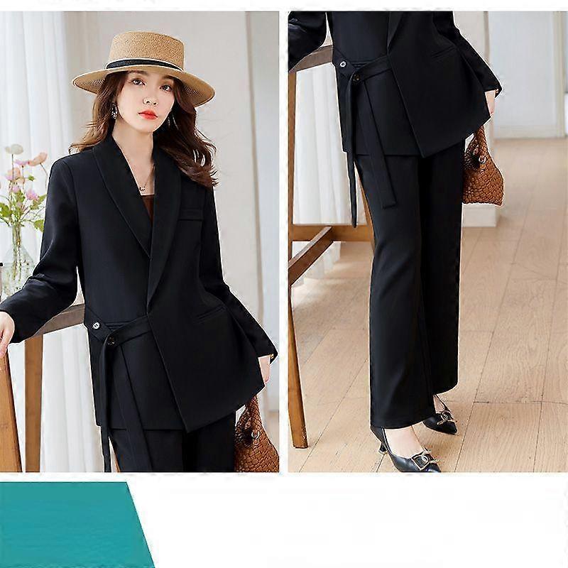High Quality Stylish and Professional Two-Piece Suit for Women: Unique Sophisticated Blazer and Wide-Leg Pants Set