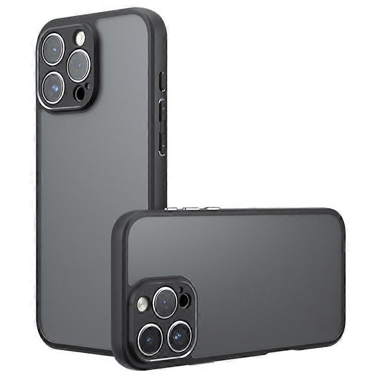 Compatible For iPhone 16 Pro Max Case Skin-Touch TPU+PC Matte Phone Shell, Transparent Black