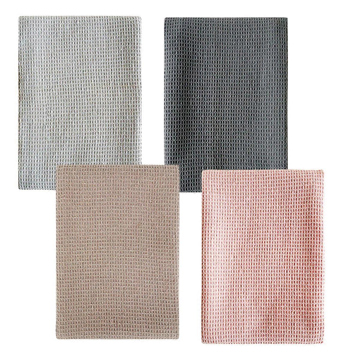 Cotton Tea Towel, Kitchen Towel Set, 4 Pieces, Waffle Structure
