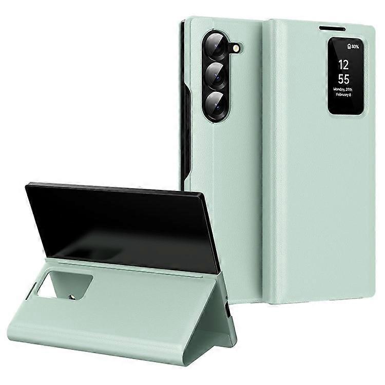 Compatible For Samsung Galaxy Z Fold5 5G Case with Card Holder Smart View Window Leather Phone Cover