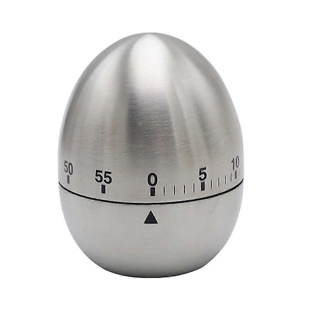 Stainless Steel Egg Shape Mechanical Kitchen Timer - 60-Minute Loud Timer