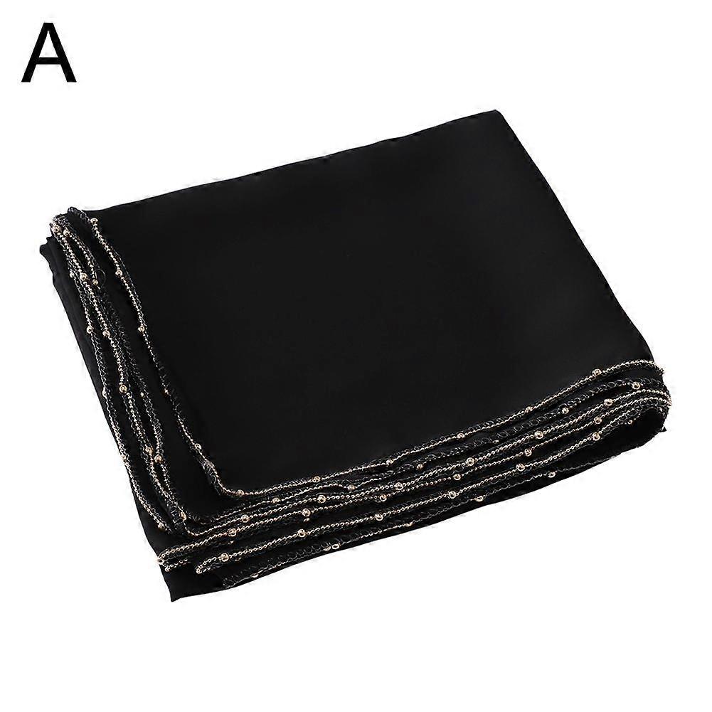 Foulard musulman en imitation soie de couleur unie avec chaîne en métal pour le Ramadan