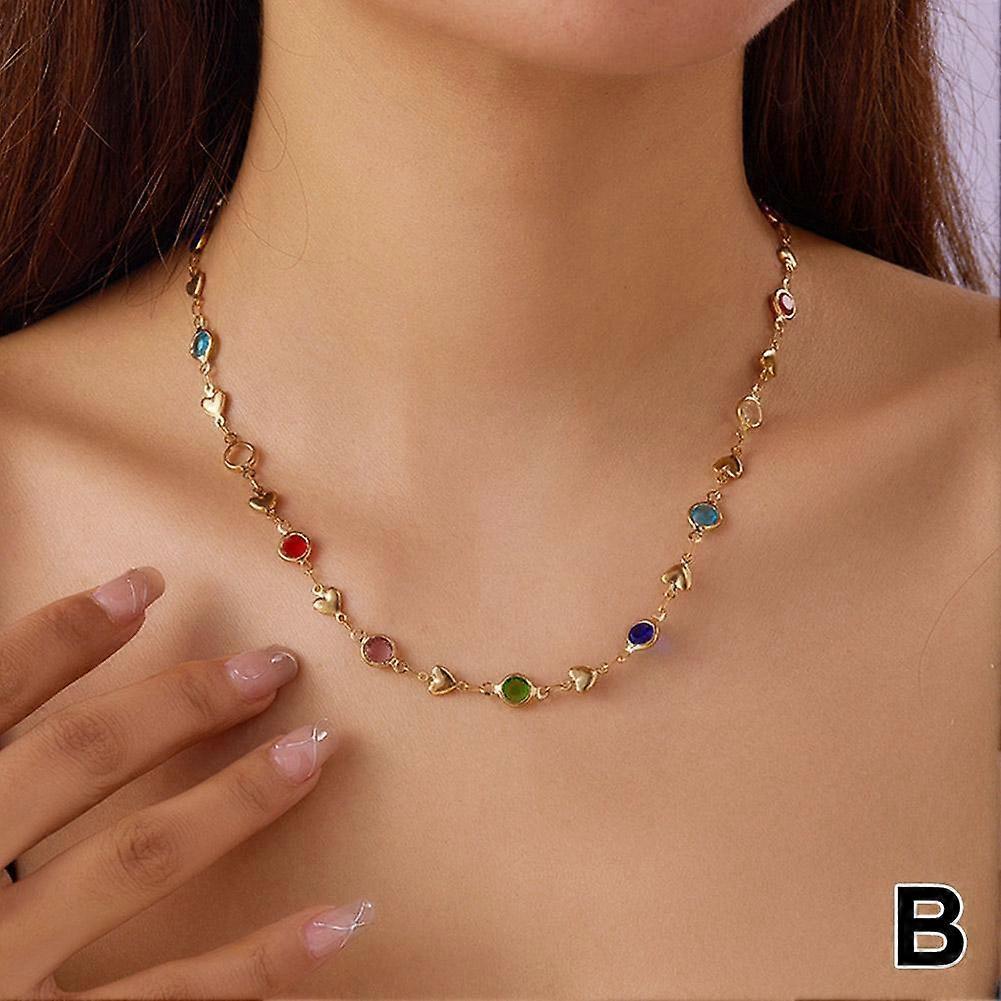 Dammode Halsband Färgglada Glas Diamanter Hängsmycken Gåva