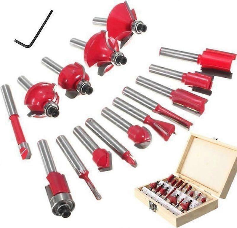 15pcs 635mm Shank Router Bits Kit Tungsten Carbide Router Bit Set Woodworking Tool