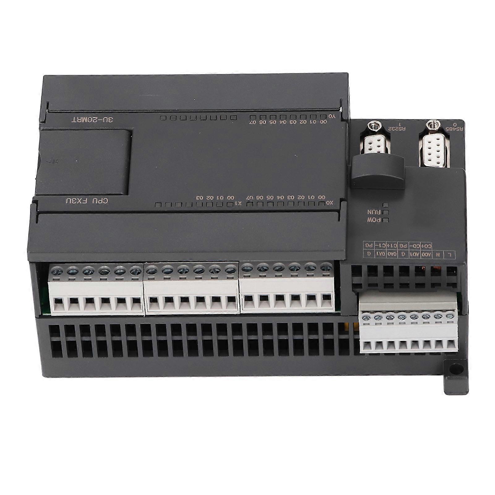 PLC Control Board 12 in 8 Out 2 Way 60K Counting Industrial Programmable Controller with 232 485 Port and Clock DC24V 
