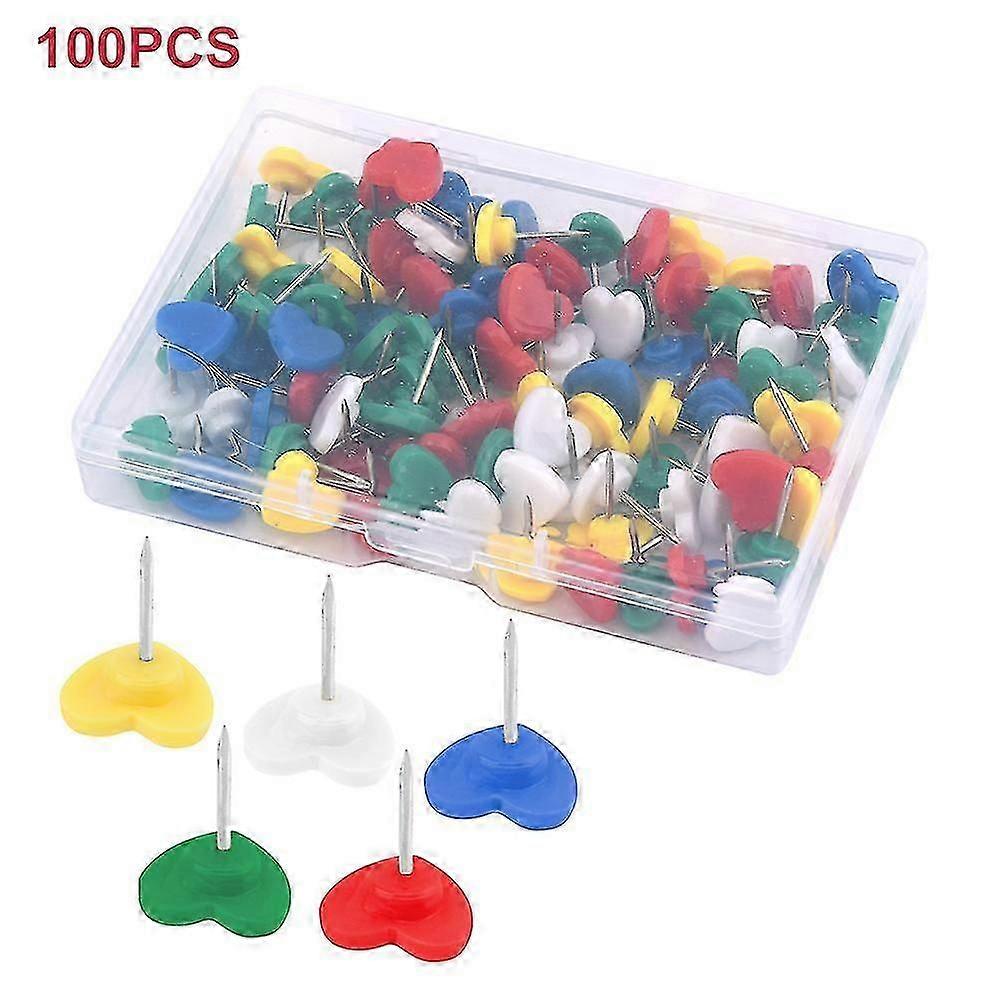 100pcs Craft Marker Home Thumb Tack Colorful Heart Map Drawing Push Pin Cute