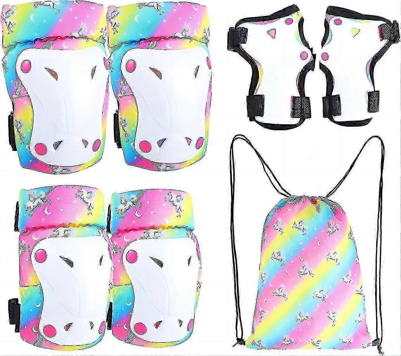 3〜8歳の子供向けの調節可能な膝、肘、手首パッド付きの6-in-1保護具セットで、サイクリング、インラインスケート、スクーターのライディングに適しています