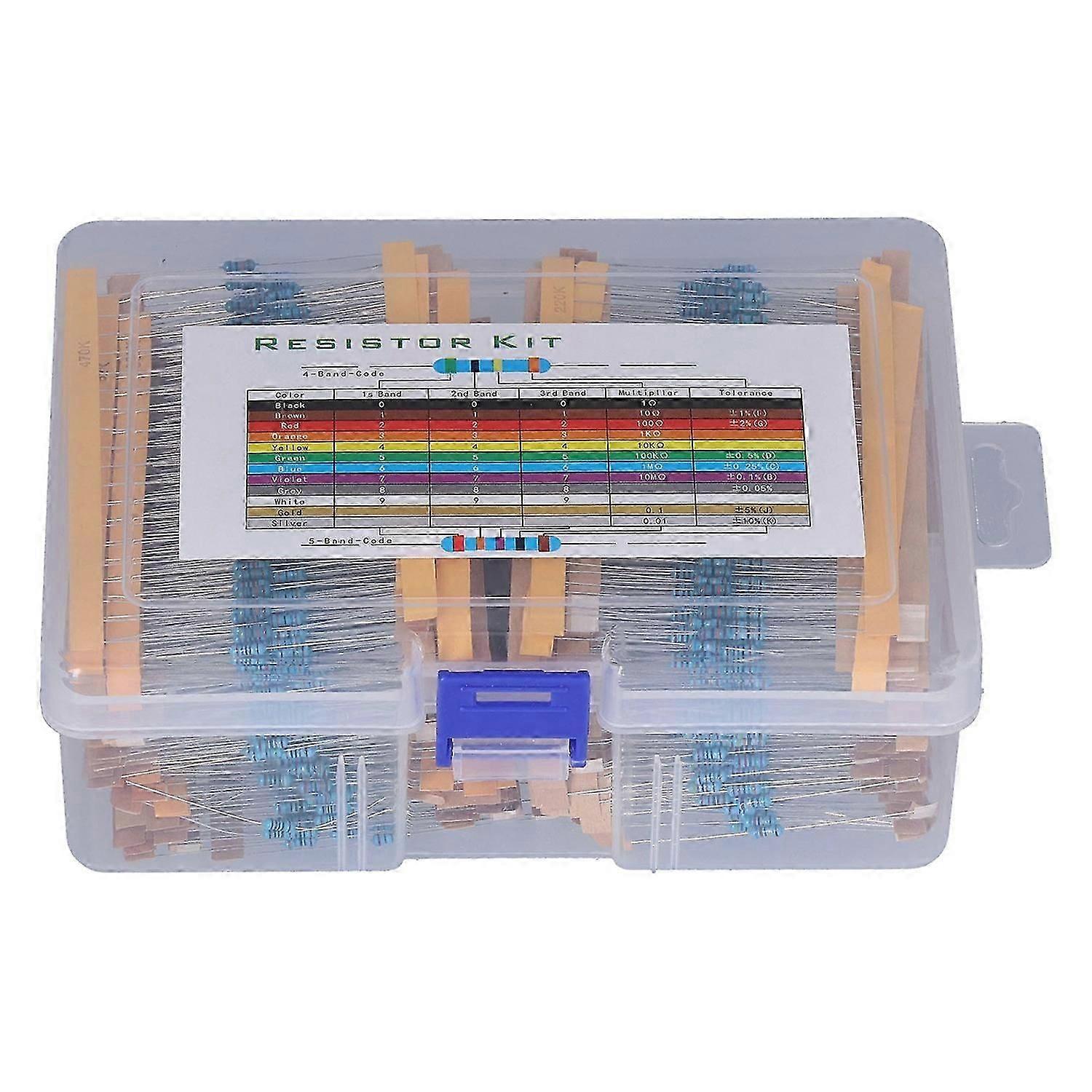 2600Pcs Widerstände Sortiment Kit Metallfolie 1R-3M 1/4W Widerstand Elektronisches Zubehör
